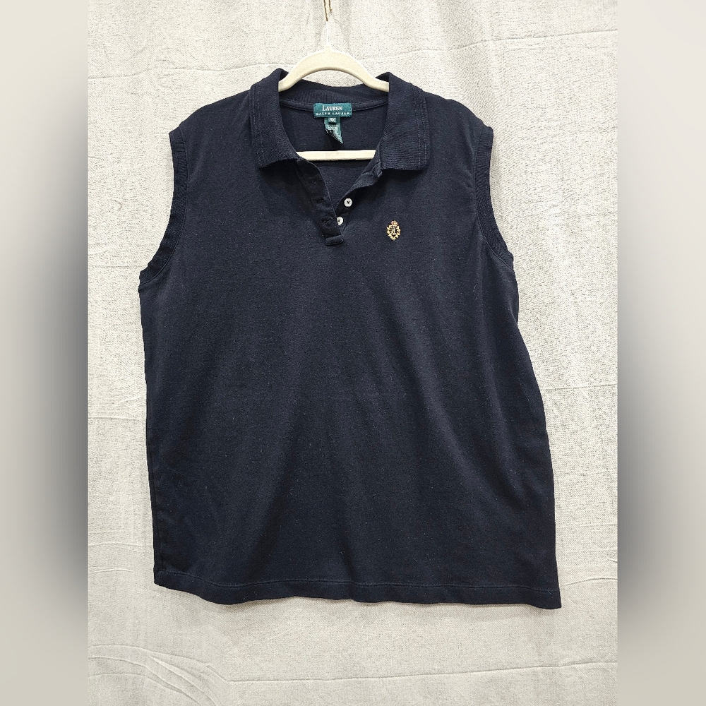 Lauren Ralph Lauren Women's  Vintage Black Sleeveless Polo Tank Top Size 3X